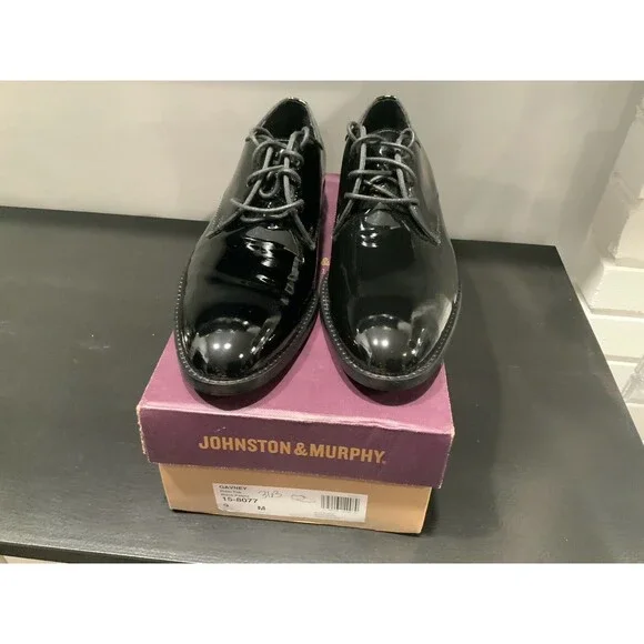 JOHNSTON & MURPHY GAVNEY Size 9 Black Patent - Picture 1 of 7